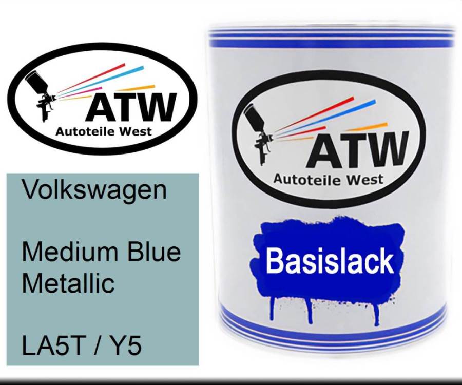 Volkswagen, Medium Blue Metallic, LA5T / Y5: 1L Lackdose, von ATW Autoteile West.